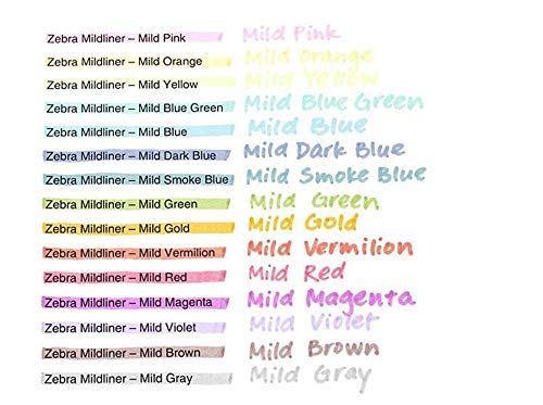 Zebra Mildliner Broad, Fine highlighter pen set, 20 Pastel Color set (Assorted)