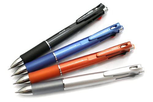 Zebra Clip-On 1000, 4 Color 0.7 mm Ballpoint Multi Pen 0.5 mm Pencil, Silver Body (B4SA2-S)