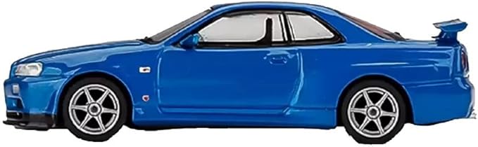 MINI GT 1/64 Nissan Skyline GT-R R34 V-Spec Bayside Blue (Right Handle) Finished Product
