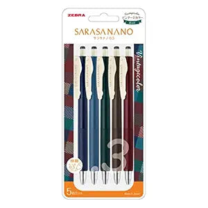Zebra Sarasa Nano JJH72-5C-A Gel Ballpoint Pen, 0.01 inches (0.3 mm), Vintage, Set of 5 Colors (JJH72-5C-A)