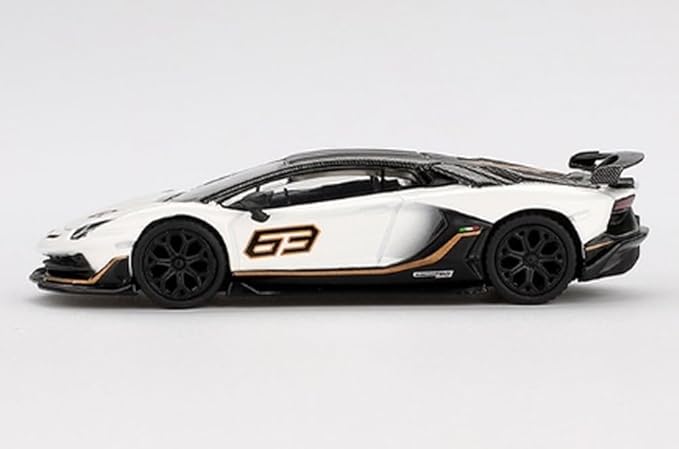 MINI GT 1/64 Lamborghini Aventador SVJ 63 Bianco Asopo (White) (Right Handle) Finished Product MGT00842-R