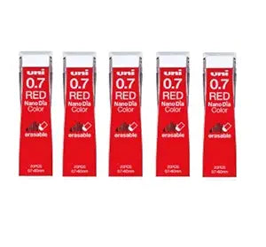 Uni NanoDia Color Mechanical Pencil Leads 0.7mm Red, 5 Pack/Total 100 Leads Value Set