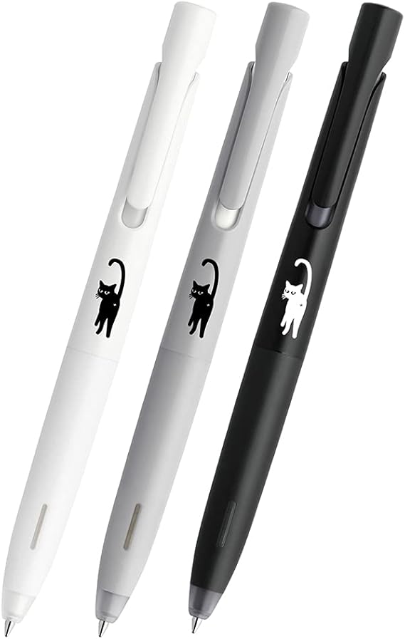 Zebra P-BAS88-KNK-3AZ Oil Based Ballpoint Pen, 0.5, Mushroom Pattern, Set of 3, Black Ink (0.5mm (black), MUJI, Monotone axis set)