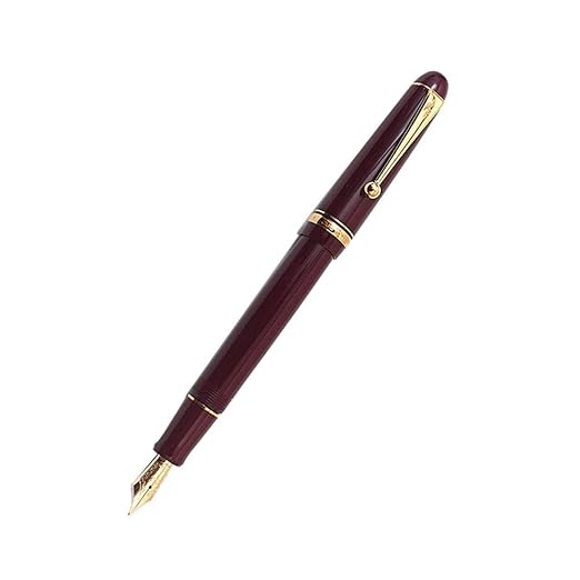 Pilot Custom 74 Dark RED Resin with Gold Trim Fountain Pen 14KT FINE Nib