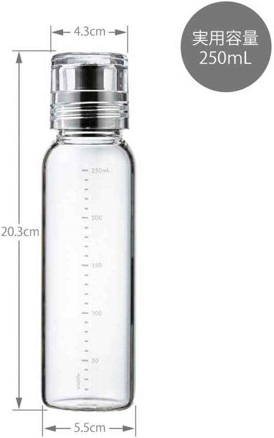 HARIO DBSN-250-B Slim Dressing Bottle, 8.5 fl oz (250 ml), Can Be Used with Hot Water, Black