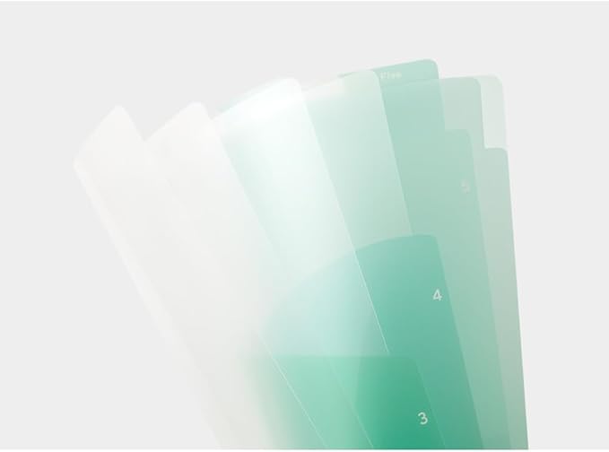 Midori 35577006 Clear File 5 Pocket Clear Holder, A4, Gradient Pattern, Green