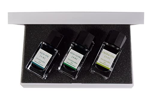 Pilot Iroshizuku Mini Fountain-Pen Greenish Color Ink (Shin-Ryoku, Syo-Ro, Chiku-Rin) 15ml 3 Bottles Set