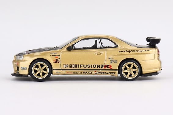 MINI GT 1/64 Nissan Skyline GT-R R34 Top Secret Gold Right Handle, Japan Limited Finished Product