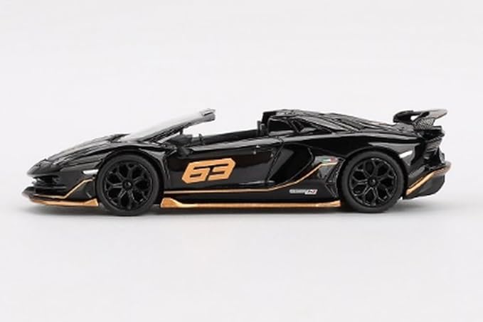 MINI GT 1/64 Lamborghini Aventador SVJ 63 Roadster Nero Aldebaran Black (Left Handle) Finished Product