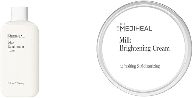 Mediheal Milk Brightening Toner, 10.1 fl oz (300 ml) + Mediheal, Milk Brightening Cream, 2.1 fl oz (60 ml)