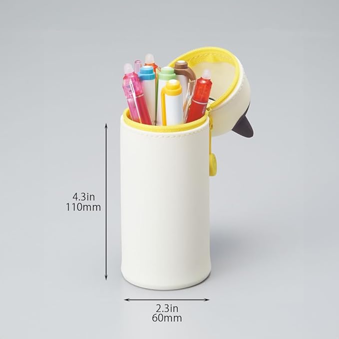 Lihit Lab PuniLabo Stand Pen Case (Pen Holder), 2. 4" x 7. 8", Creamy Cat - A-7712-7