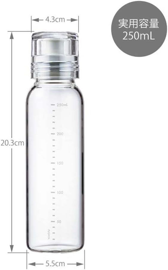 HARIO DBSN-250-PGR Dressing Bottle, Slim, 8.5 fl oz (250 ml), Can Be Used with Hot Water, Pale Gray