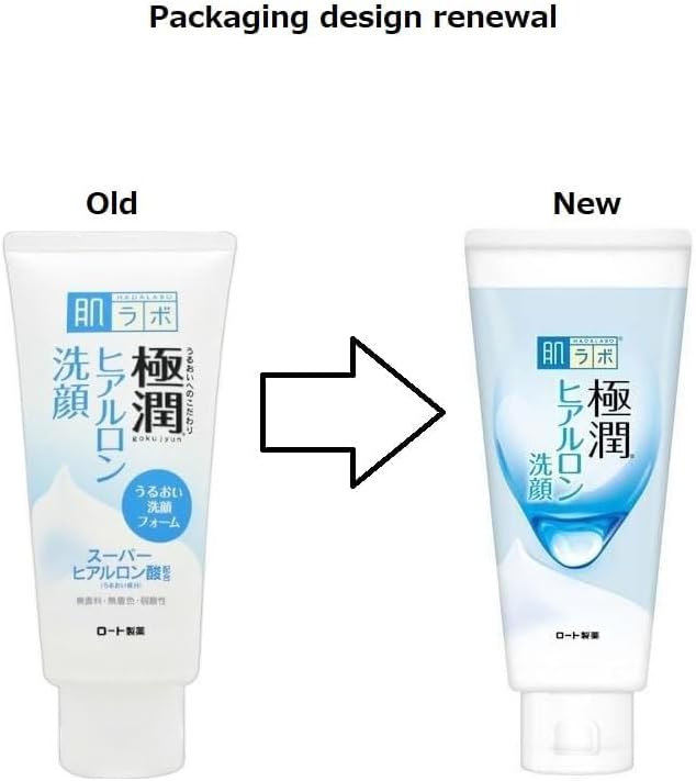 Hada labo Gokujun Hyaluronic Facial Cleansing Foam, Super Hyaluronic Acid & Adsorption Type Hyaluronic Acid, W Blend, 3.5 oz