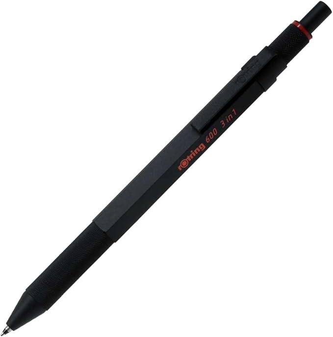 Rotring Multi-Pen, Silver, 600, 3 in 1, 2164109 Rotring Mechanical Pen, High Quality Writing Equipment, Stationery, Made in Germany, Drafting, Pen, Professional Ballpoint Pen