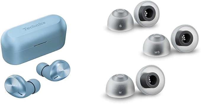 Panasonic Technics EAH-AZ40M2-S Wireless Earphones Silver + AZLA SednaEarfit max ASMR Standard (1 Pair of Eartips S/MS/M Size Each)