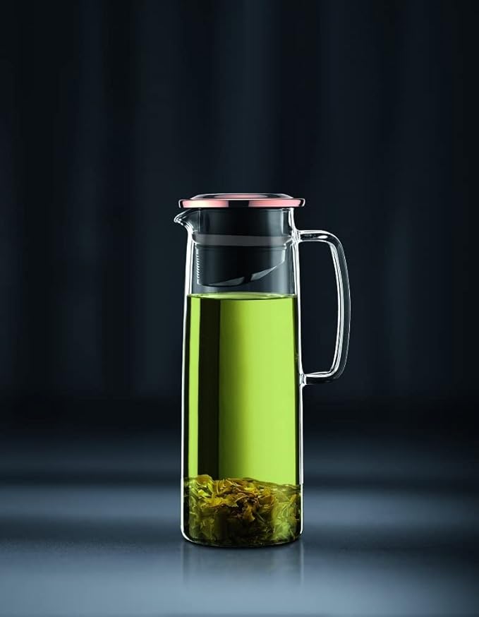 Bodum 11575-18S Biasca Tea Jug Stainless Steel Filter, Glass Beaker, Dishwasher Safe