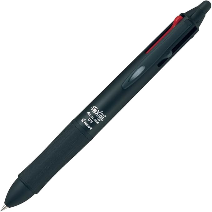 Pilot Friction Series Ballpoint Pen, 4 Pen Colors, 0.02 inches (0.5 mm), Black Exterior