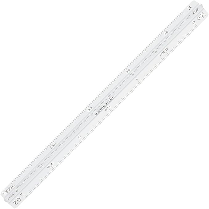 JCB-233AZ Staedtler Ruler, Triangular Scale, Aluminum, Architecture, 987, 15-13 & Tombow Pencil, Eraser, Mono Zero, Square Type, Refill Eraser Included