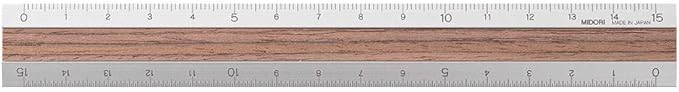 Midori Aluminum & Wood Ruler, 6 Inches (15 cm), Black