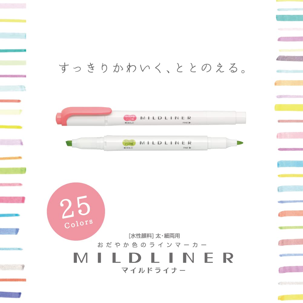 Zebra Highlighter Mildliner,5 Color Set (Wkt7-5C),Multi-coloured