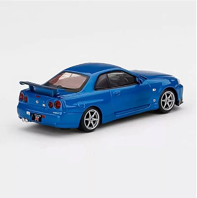 MINI GT 1/64 Nissan Skyline GT-R R34 V-Spec Bayside Blue (Right Handle) Finished Product