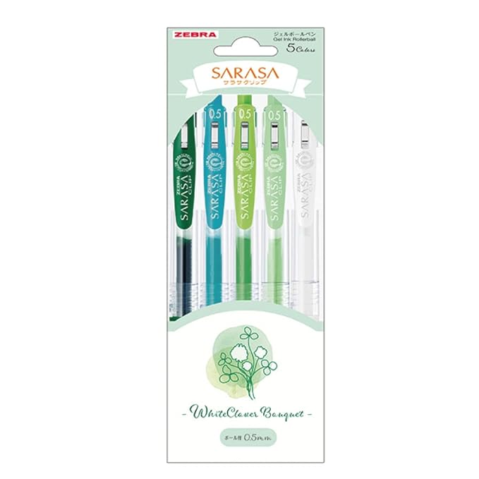 Zebra Gel Ballpoint Pen Sarasa Clip 0.5mm Flower Bouquet Tulip 5 Color Set JJ15-TU-5C 1 Count (Pack of 1) (Nemophila)