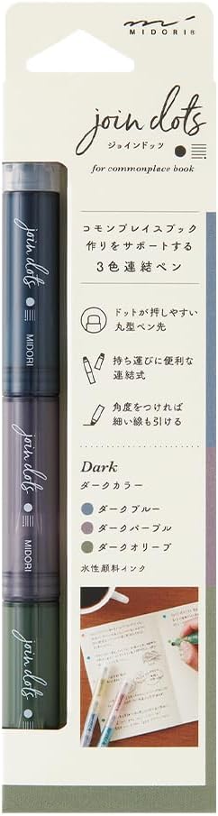 Midori Joint Dots 38140006 Rollerball Pen, 3-Color Connection, Dark