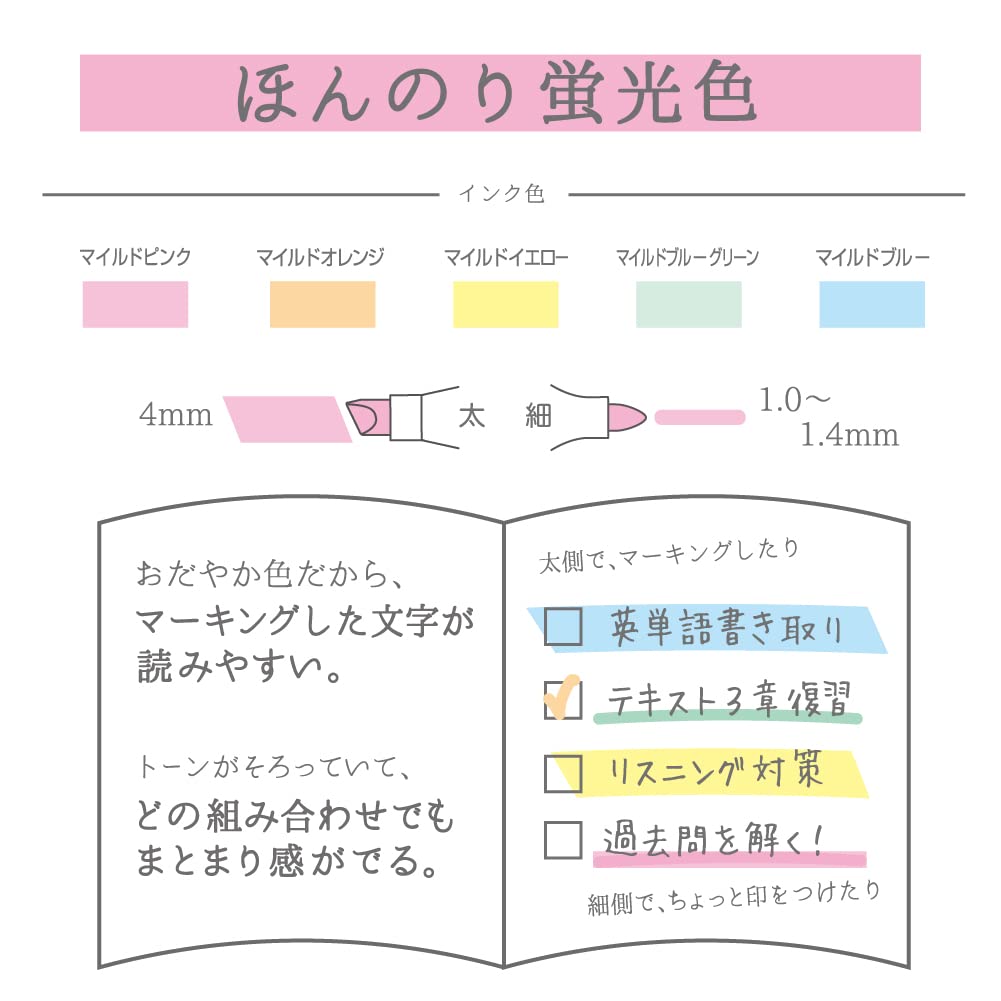 Zebra Highlighter Mildliner,5 Color Set (Wkt7-5C),Multi-coloured