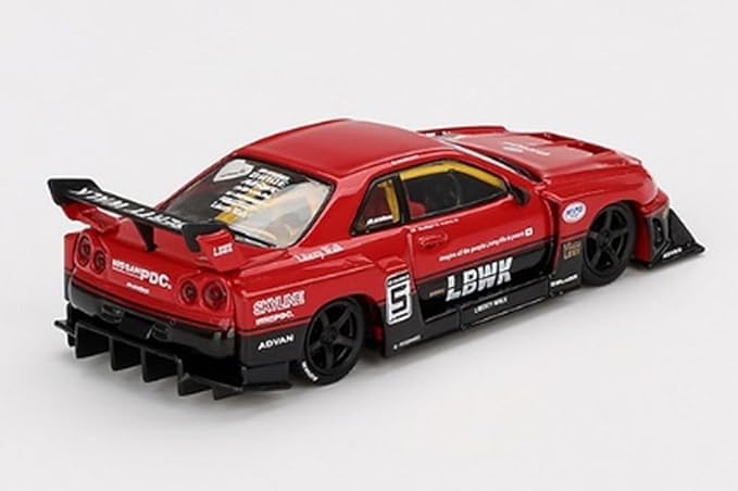 MINI GT 1/64 Nissan LB-ER34 Super Silhouette Skyline Red/Black (Right Handle) Finished Product MGT00843-R