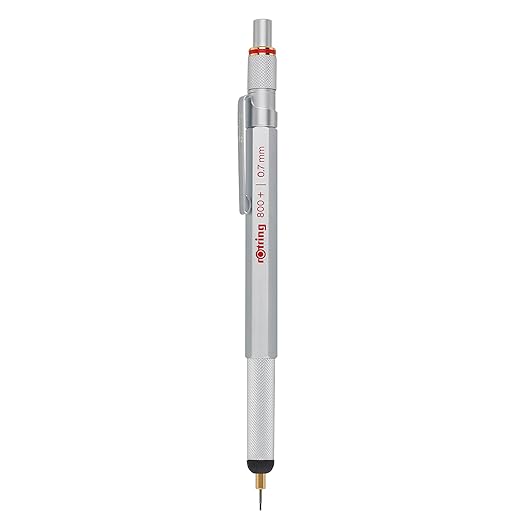 Rotring 800+ Mechanical Pencil and Touchscreen Stylus, 0.7 mm, Silver