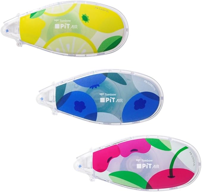 Tombow HCB-334XAZ Pit Air Mini, Refill Type, Limited Fruit Pattern, Pack of 3