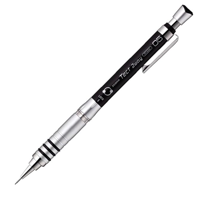 Zebra Mechanical Pencil, Tect 2 Way, 0.5mm, Silver Body (MA41-S)