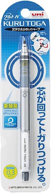Uni Mitsubishi Pencil Mechanical Pencil Kurutoga 0.3 Automatic Lead Rotation Mechanism Silver M34501P.26