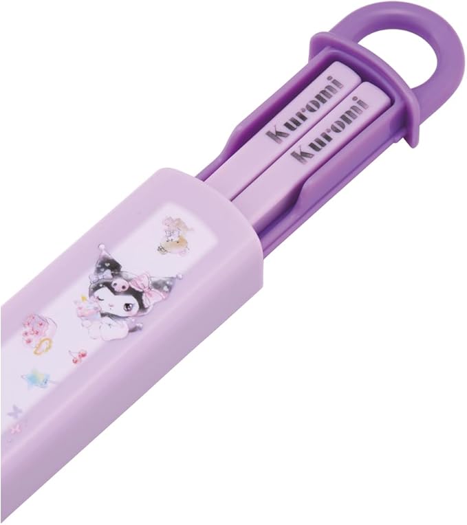 Skater ABS2AMAG-A Bento Chopstick Case Set, 6.5 inches (16.5 cm), Antibacterial Treatment, Chromi, Sanrio, Easy to Open Slide Type, Made in Japan