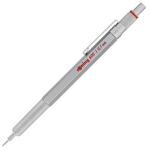 Rotring 600 Series Mechanical Pencil, 0.7mm, Silver Body (502617)