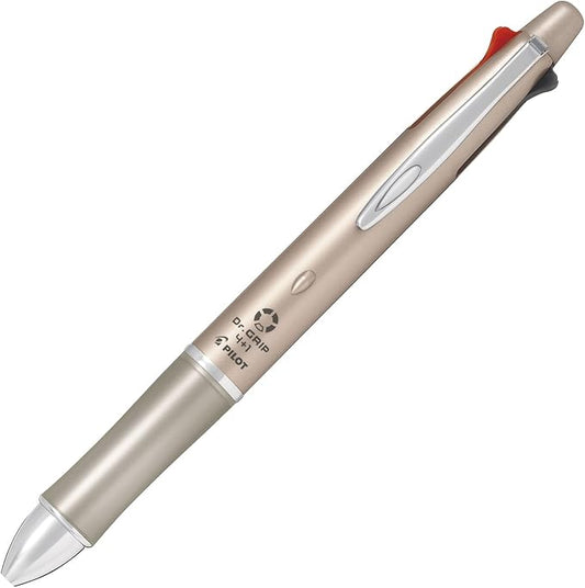 Pilot Multi-function Pen Dr. Grip 4+1 4-color ballpoint pen 0.7mm + mechanical pencil 0.5mm champagne gold Body size: 148x14.1mm/slide lever type/26.3g