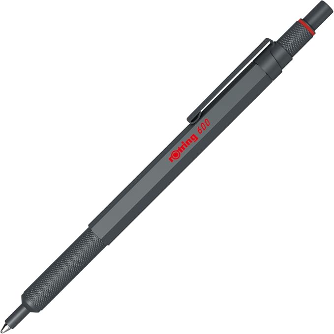 rOtring 2204408 600 Dark Stone, Medium Point, Oil-Based Rollerball Pen