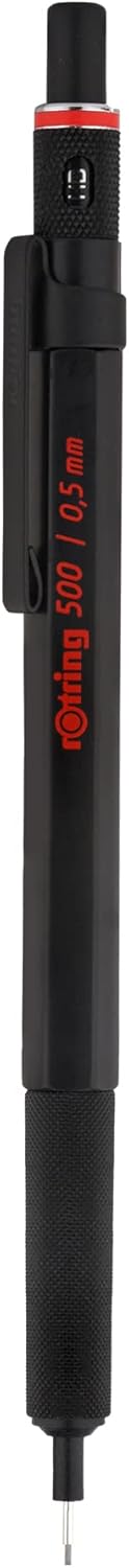 Rotring 0.5mm Mechanical Lead Pen Pencil Matte Green ABS Plastic Body Hexagonal Body Non-Slip Textured Metal Grip Click Mechanism 500 Series Lead Indicator Ideal for Technical Drawing