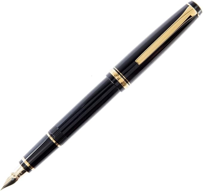 Pilot Namiki Falcon Collection Fountain Pen, Black with Gold Accents, Soft Medium Nib (60252)