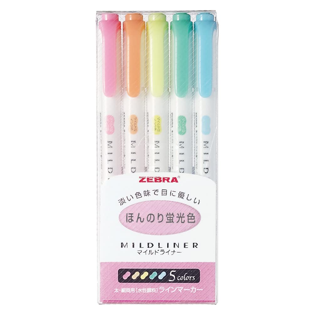 Zebra Highlighter Mildliner,5 Color Set (Wkt7-5C),Multi-coloured
