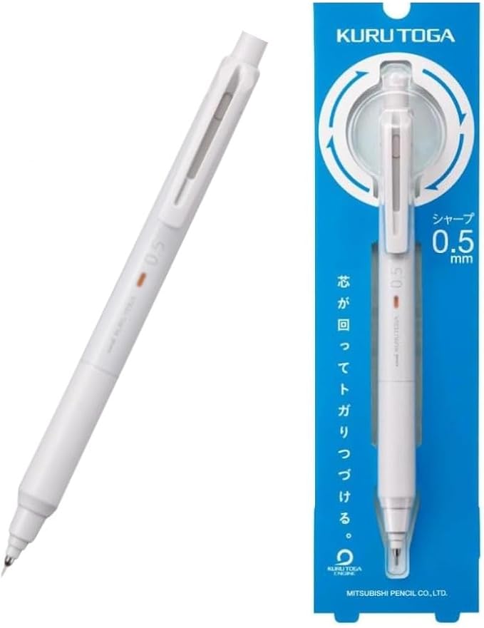 Kurutoga KS 0.5 mm (Light Gray) M5KS1P.37 K U R U T O G A LIGHT GREY | Mechanical Pencil, Keeps the Lead Together, Fine Letters, No Shake, With Eraser, u n i Mechanical Pencil, Original Logo Packaging