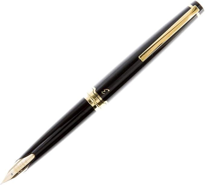 Pilot E95s Fountain Pen, Black Barrel with Gold Accents, Blue Ink, Medium Nib (60838)
