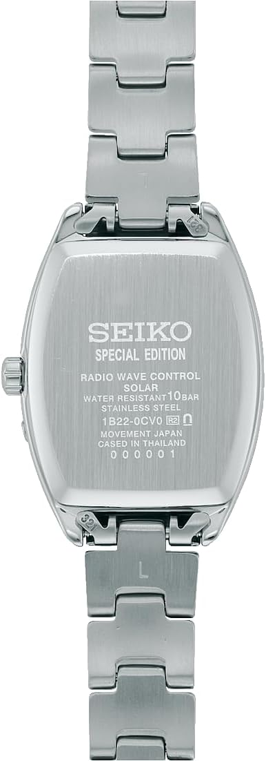 Seiko Series Women's Wristwatch, Tonneau Type, Solar Radio Wave, Silver, Bracelet Type