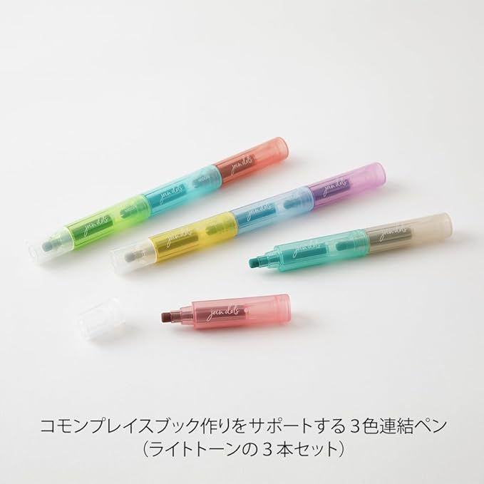 Midori Joint Dots 38142006 Rollerball Pen, 3-Color Connection, Pack of 3, Grayish Tone