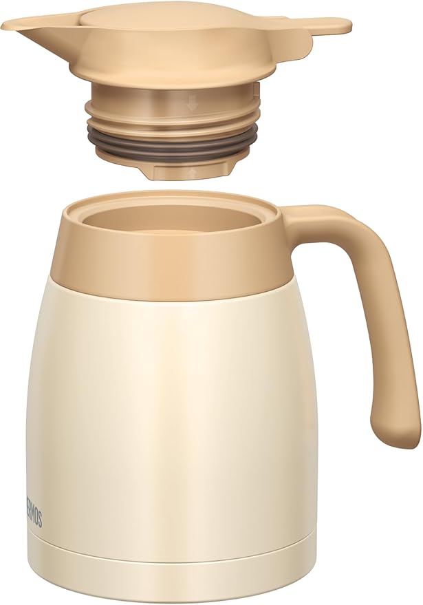 Thermos TTB-1001 CRW Stainless Steel Pot, Cream White, Insulated Tabletop Pot, Vacuum-Sealed Bottle Structure, Keeps Contents Hot or Cold