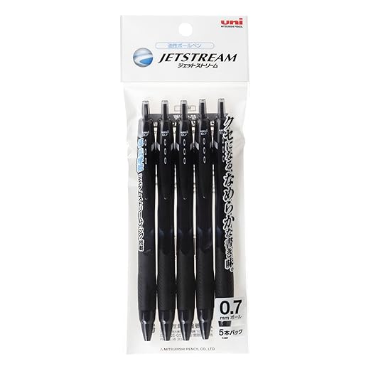Uni Knock Type Oiliness Ball-point Jet Stream 0.7 Five Sets of Black