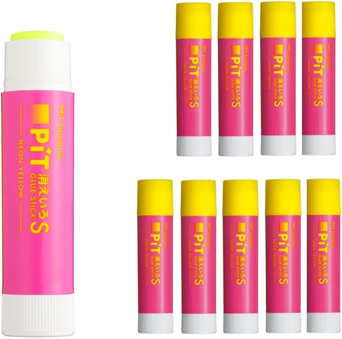 Tombow PT-TCY81-10P Stick Glue (Neon Yellow Color) Disappearing Pit Neon Pink Axis Pink 10pcs