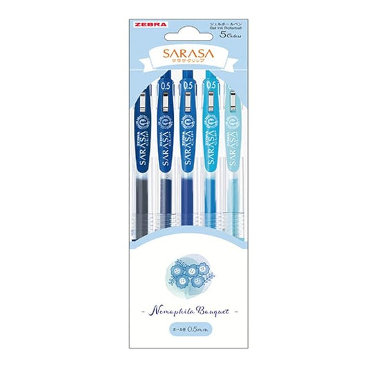 Zebra Gel Ballpoint Pen Sarasa Clip 0.5mm Flower Bouquet Tulip 5 Color Set JJ15-TU-5C 1 Count (Pack of 1) (Nemophila)
