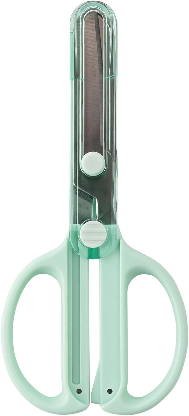 Kutsuwa SS122MT Children's Scissors with Integrated Cap, Mint