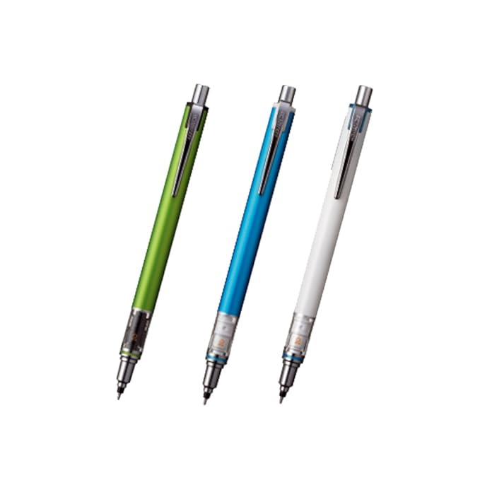 Uni Mechanical Pencil Kurutoga Advance 0.5mm 3-Pencil Bundle Set, Lime Green (M55591P.5), Blue (M55591P.33), White (M55591P.1)